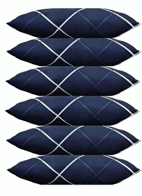 vraanc Luxury Polyester Fibre, Microfibre Abstract, Solid Sleeping Pillow Pack of 6(BLUE LINE)