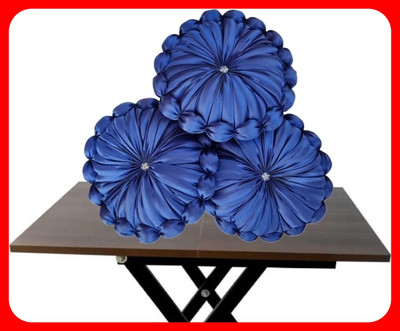 GTX Microfibre Floor Cushion Pack of 3 Solid(Blue)