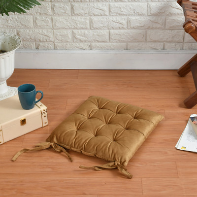 ZUCLLIN Polyester Fibre Solid Chair Pad Pack of 1(Beige)