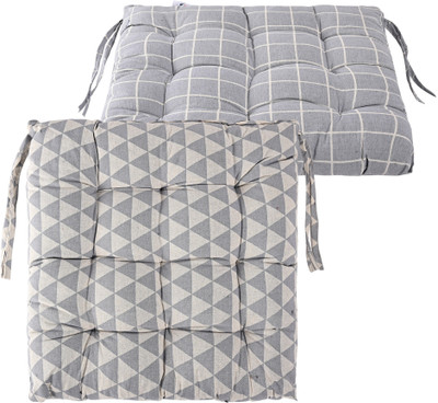 KUBER INDUSTRIES Microfibre Abstract Chair Pad Pack of 2(Grey, Grey)