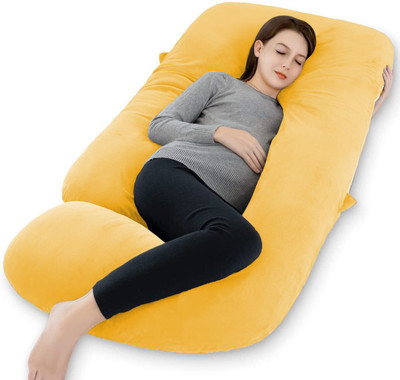 Daddy Cool premium Lyte G Shaped Velvet Microfibre Solid Pregnancy Pillow Pack of 1(Yellow)