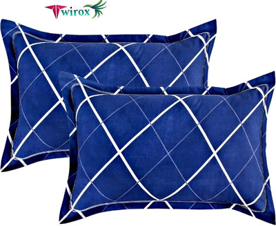 TWIROX LUXURY Polyester Fibre Abstract Sleeping Pillow Pack of 2(Blue)
