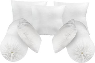 RACCOON Microfibre Bolster Pack of 7 Solid Combo Set Of 5 Premium Cushions & 2 Luxurious(White)