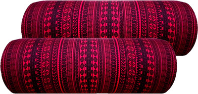 GKM Microfibre Abstract Bolster Pack of 2(Maroon, Black)