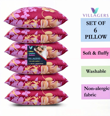 VILLAGERS LUXURY Polyester Fibre Abstract Sleeping Pillow Pack of 6(Pink)