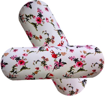 Swikon star Round Bolster Microfibre Floral Sleeping Pillow Pack of 2(White)