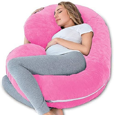 OZLY Microfibre Pregnancy Pillow Pack of 1 Solid ultra soft c shaped pregnancy pillow(Pink)