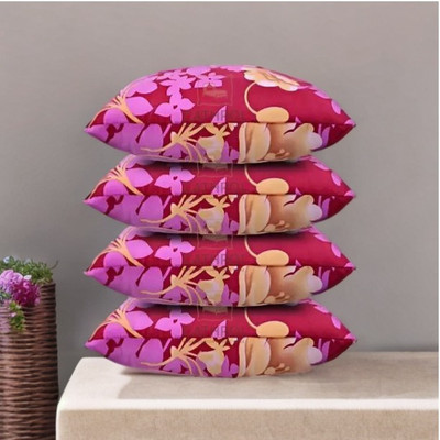 CATHROL Microfibre Abstract Sleeping Pillow Pack of 4(Pink)
