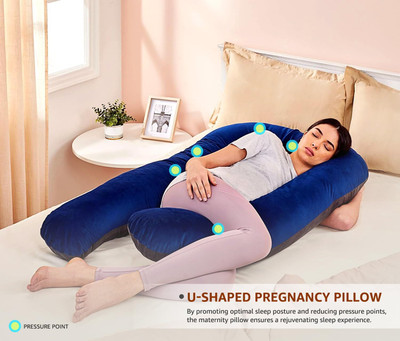 Mojo Premium series Polyester Fibre Solid Pregnancy Pillow Pack of 1(Blue, Grey)
