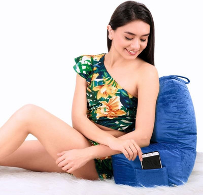 Dormyo Bear Reading Back Support Pillow King Size (66x76x30 Cm) Microfibre Solid Cushion Pack of 1(Blue)