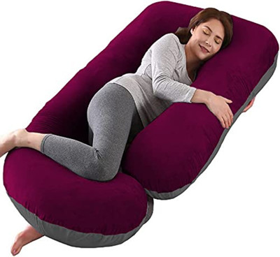 Vijay J SHAPE Polyester Fibre Solid Pregnancy Pillow Pack of 1(Wine-Grey)