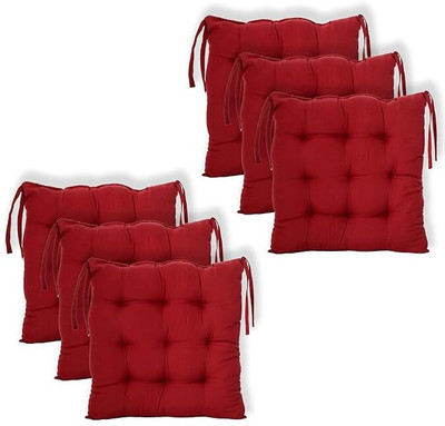 Barbican Cotton Solid Chair Pad Pack of 1(Red)