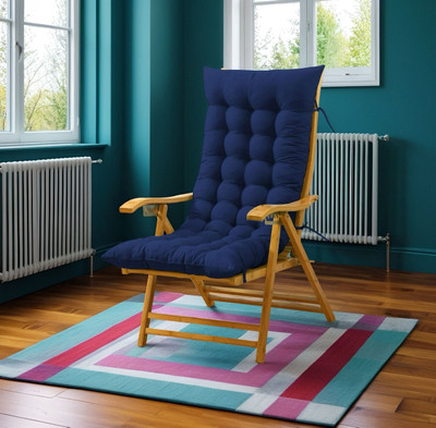 SOFT SNOOZE Microfibre Chair Pad Pack of 1 Solid Soft(Blue)