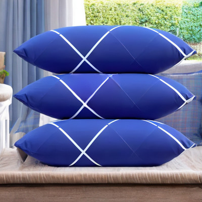 EIRINI LUXURY Polyester Fibre Solid Sleeping Pillow Pack of 3(Blue)