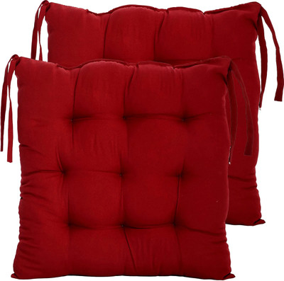 Barbican Microfibre Solid Chair Pad Pack of 2(Red)