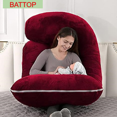 BATTOP Polyester Fibre Pregnancy Pillow Pack of 1 Solid ULTRA SOFT J SHAPE(Maroon)