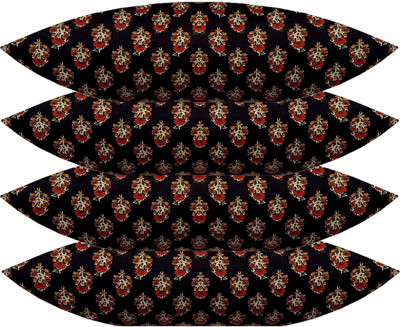 ACTOS Microfibre Floral Sleeping Pillow Pack of 4(Black)