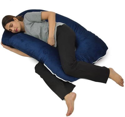WINX Premium series Polyester Fibre Solid Pregnancy Pillow Pack of 1(Dark Blue)