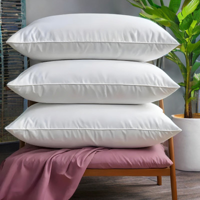 GUNVAR INDIA PRIVATE LIMITED LUXURY Polyester Fibre Solid Sleeping Pillow Pack of 3(White)