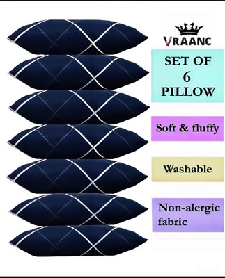 vraanc Luxury Polyester Fibre Abstract Sleeping Pillow Pack of 6(Blue)