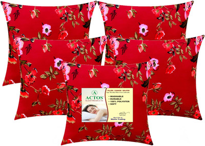 ACTOS Microfibre Floral Cushion Pack of 5(Maroon)