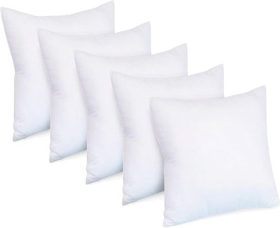 VLYSIUM sofa pillows 40cm*40cm cushion fillers for sofa pillows (16x16 cm) Polyester Fibre Solid Cushion Pack of 5(White)