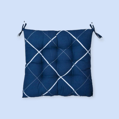 SOFT SNOOZE Microfibre Stripes Chair Pad Pack of 1(Blue)