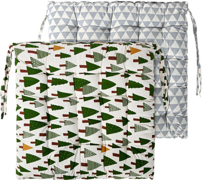 KUBER INDUSTRIES Microfibre Solid Chair Pad Pack of 2(Grey, Green)