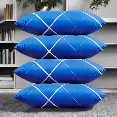 YPOLOIPO LUXURY Polyester Fibre Abstract Sleeping Pillow Pack of 4(Blue)