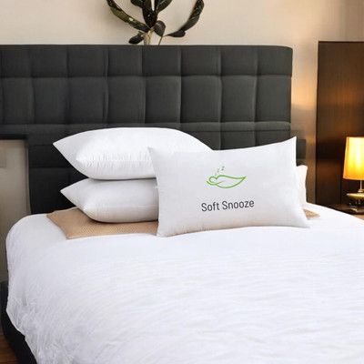 SOFT SNOOZE Soft Luxury Microfibre Solid Sleeping Pillow Pack of 3(White)