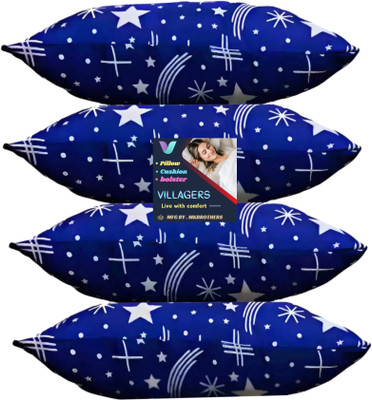 Gaulpastore Microfibre Abstract Sleeping Pillow Pack of 4(Blue)