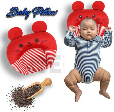 NME Collection Mustard Seeds Baby Pillow Pack of 1 Animals(Red)