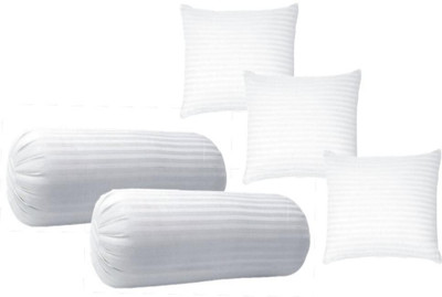 GTX Set Of 3 Cushion & 2 Microfibre Solid Bolster Pack of 5(White)