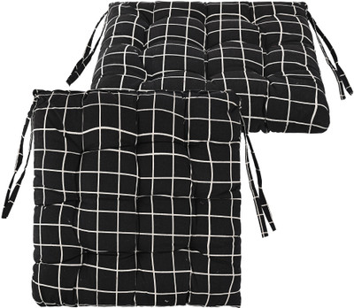 KUBER INDUSTRIES Microfibre Abstract Chair Pad Pack of 2(Black)