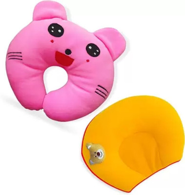 Babesite Cotton, Mustard Seeds Baby Pillow Pack of 2 Animals(Pink-Yellow)