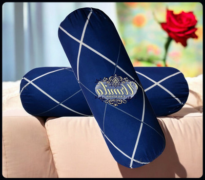 JAYOG ENTERPRISE Round Microfibre Geometric Bolster Pack of 2(Dark Blue)