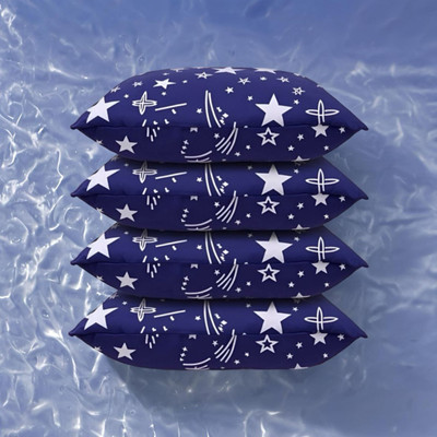 SOFT SNOOZE Luxury Microfibre Abstract Sleeping Pillow Pack of 4(Blue)
