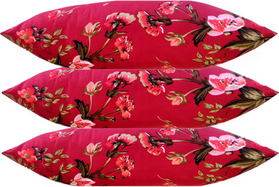GKM Microfibre Floral Sleeping Pillow Pack of 3(Maroon)