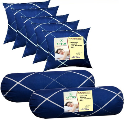 ACTOS Microfibre Geometric Bolster Pack of 7(Dark Blue6)