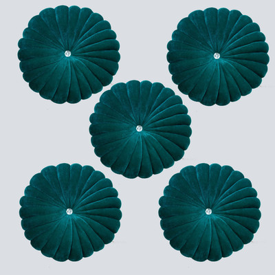 Shri Ganesh Handloom Microfibre Solid Cushion Pack of 5(Green)