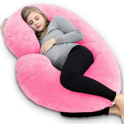 Nirmal C SHAPE Polyester Fibre Solid Pregnancy Pillow Pack of 1(Pink)