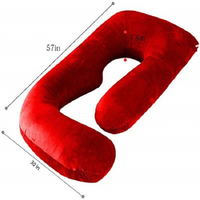 Victostar j shape pregnancy pillow Polyester Fibre Solid Pregnancy Pillow Pack of 1(Red)