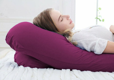 WINX Polyester Fibre Pregnancy Pillow Pack of 1 Solid Ultra soft U shaped pillow(Purple)