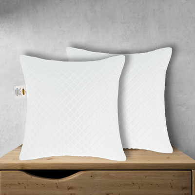 ADBENI HOME Microfibre Solid Cushion Pack of 2(White)