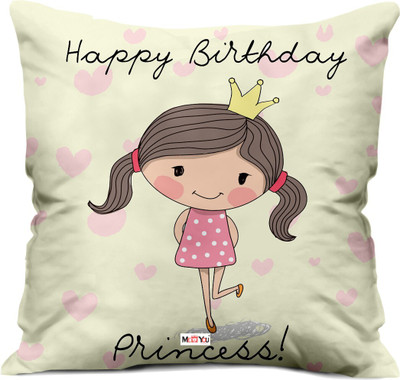 ME&YOU Microfibre Cushion Pack of 1 Toons & Characters Home Decor & Birthday Gift for Sister(Multicolor)