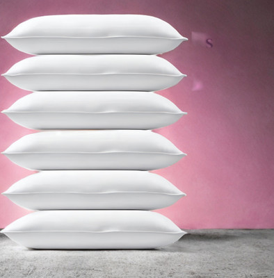 LIPONOS LUXURY Polyester Fibre Solid Sleeping Pillow Pack of 6(White)