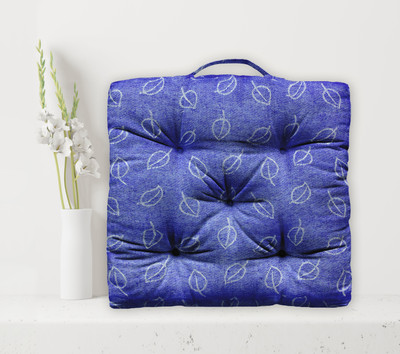 OASIS Cotton Motifs Floor Cushion Pack of 1(Blue)