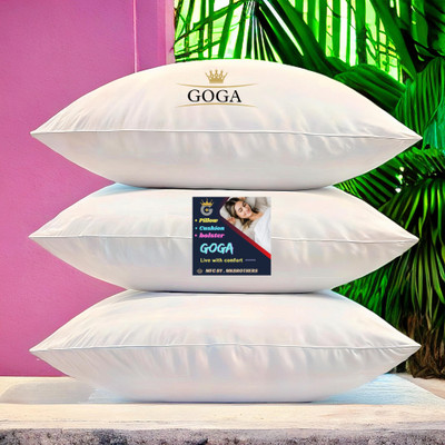 GOGA LUXURY Cotton Solid Sleeping Pillow Pack of 3(White)