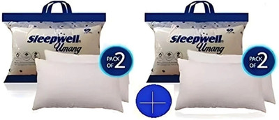 Sleepwell Microfibre Solid Sleeping Pillow Pack of 4(White)