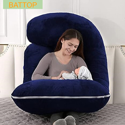 BATTOP ULTRA SOFT J SHAPE Polyester Fibre Solid Pregnancy Pillow Pack of 1(Dark Blue)